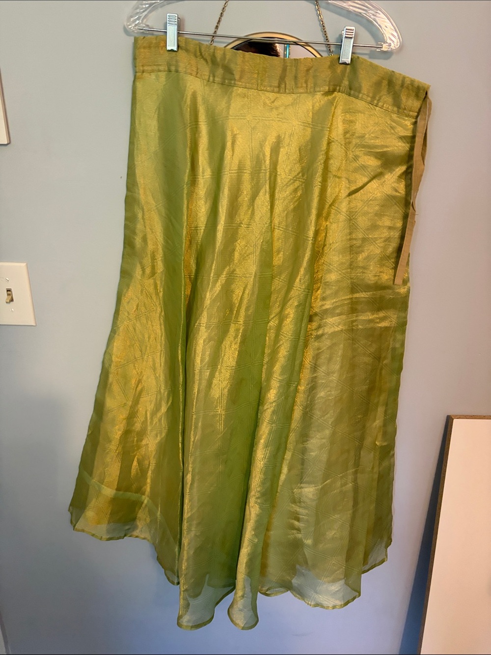 Women's Olive Green A-Line Midi Skirt
